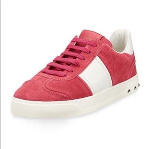 Valentino Fly Crew Pink Suede Low-Top Sneaker